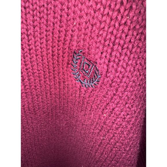 VTG. Chaps Ralph Lauren Sweater Mens XL Red Burgundy Cable Knit Crest Logo - Picture 4 of 5